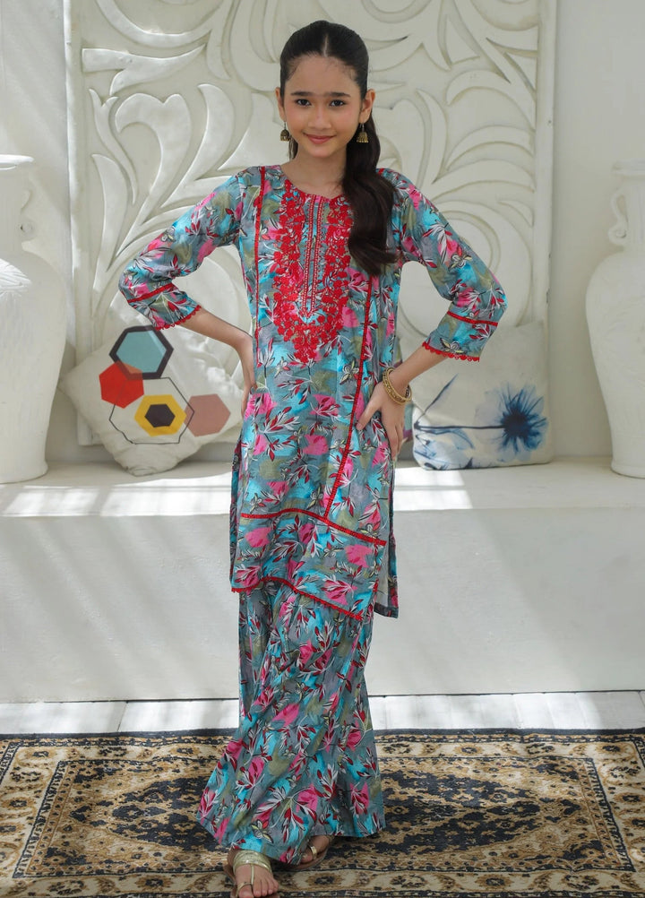 Khanak Girls RTW Embroidered Cotton 2 Piece Suit KST-196 - Casual Collection