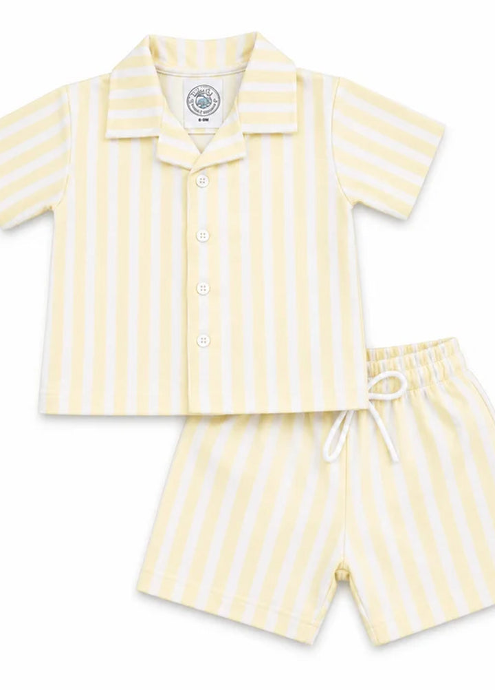 BabyCo Kids RTW Printed Cotton Co-Ord Sets Suit Gelato Lemon Stripe Resort - Casual Collection