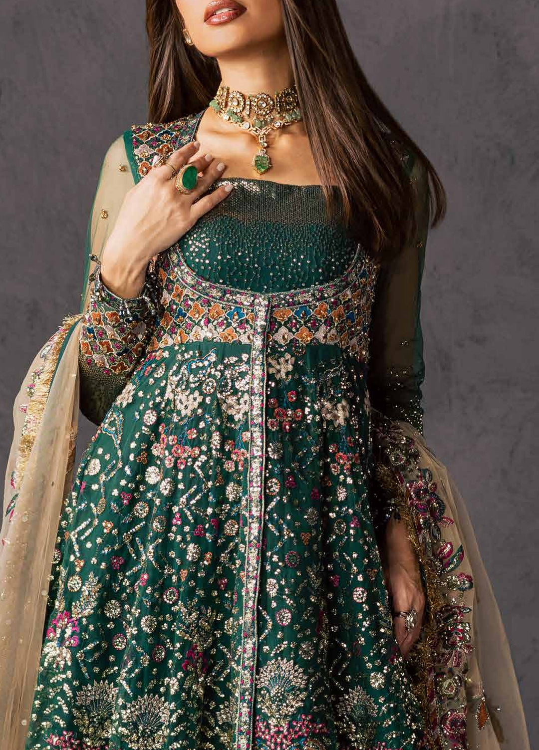 Muse Formal by Nureh Unstitched Embroidered Net 4 Piece Suit NU26UMF NFM-01 - Wedding Collection