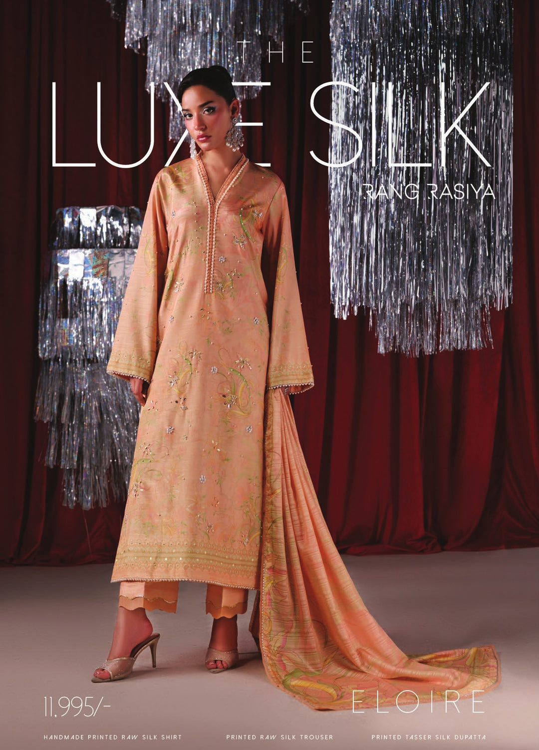 Luxe by Rang Rasiya Unstitched Printed Raw Silk 3 Piece Suit RR26ULS Eloire - Festive Collection