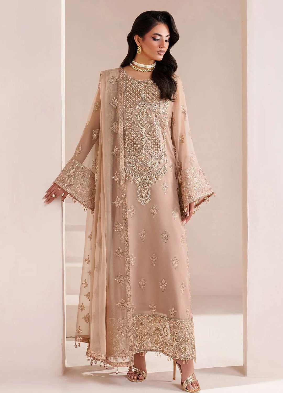 Alizeh Fashion Unstitched Embroidered Chiffon 3 Piece Suit AF26UCF AF-BHM-4064-Cove - Festive Collection