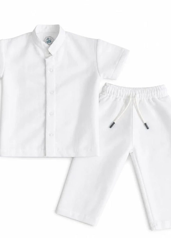 BabyCo Kids RTW Solids Cotton Co-Ord Sets Suit Oasis Relaxed White - Casual Collection