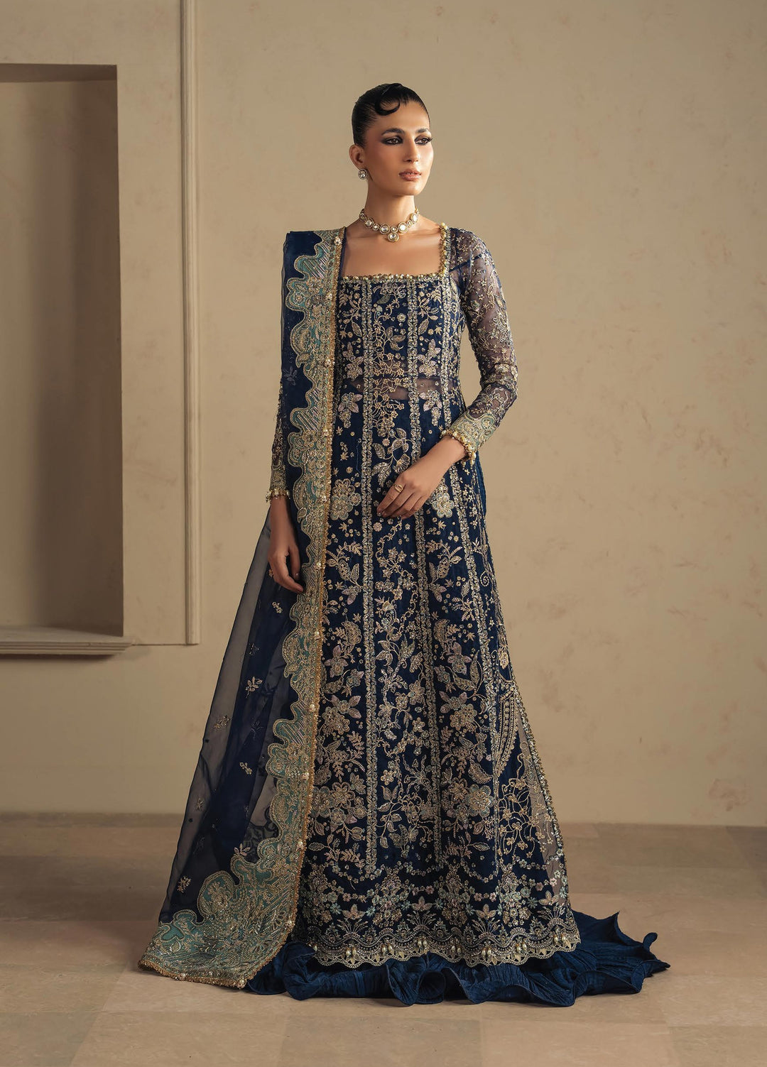 Luminara by Ayzel Unstitched Embroidered Organza 3 Piece Suit AAF26UWL AIRAS AYZ-177 - Wedding Collection