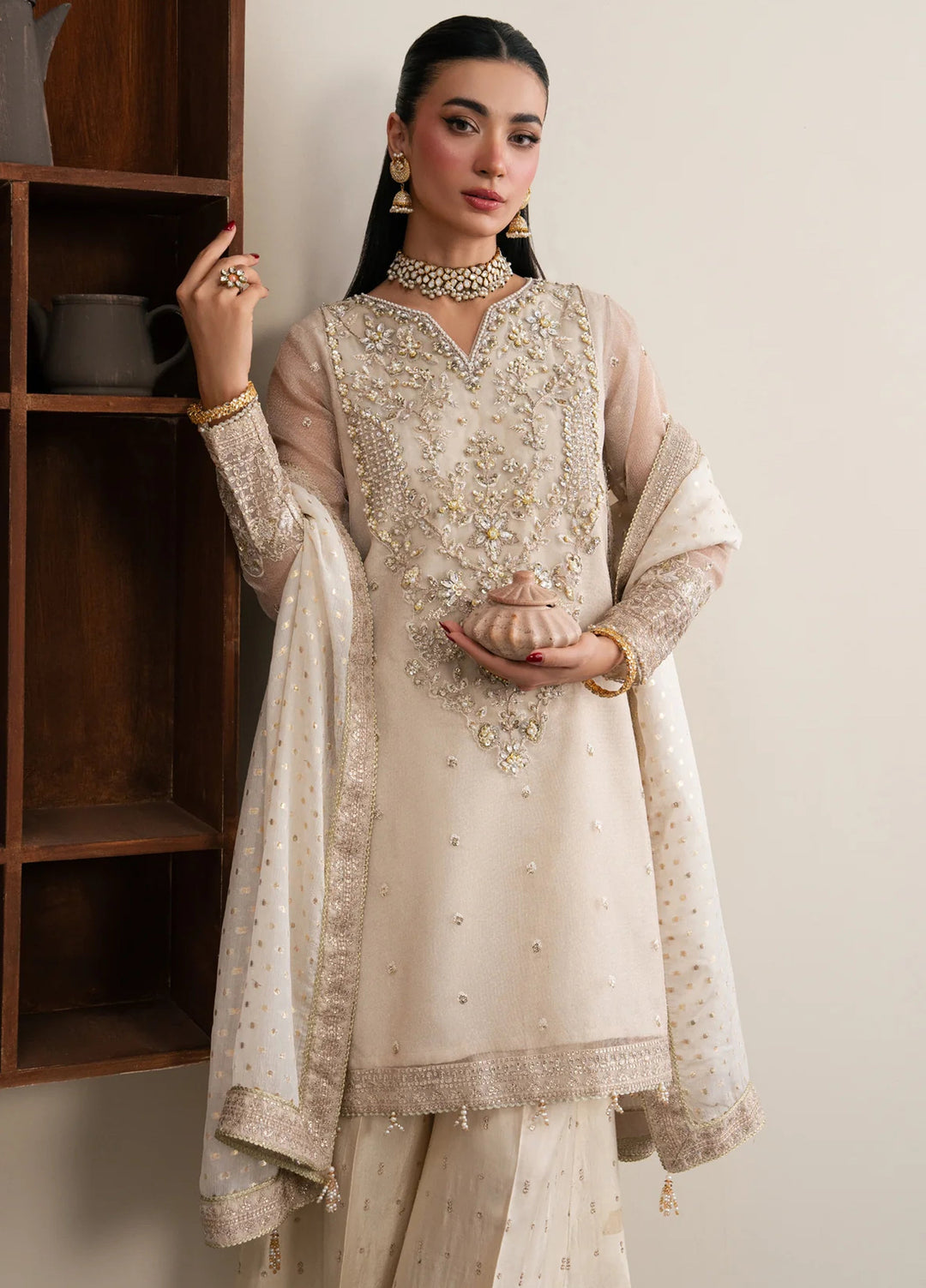 Xenia Formals Unstitched Embroidered Organza 3 Piece Suit D-01 Royale - Festive Collection