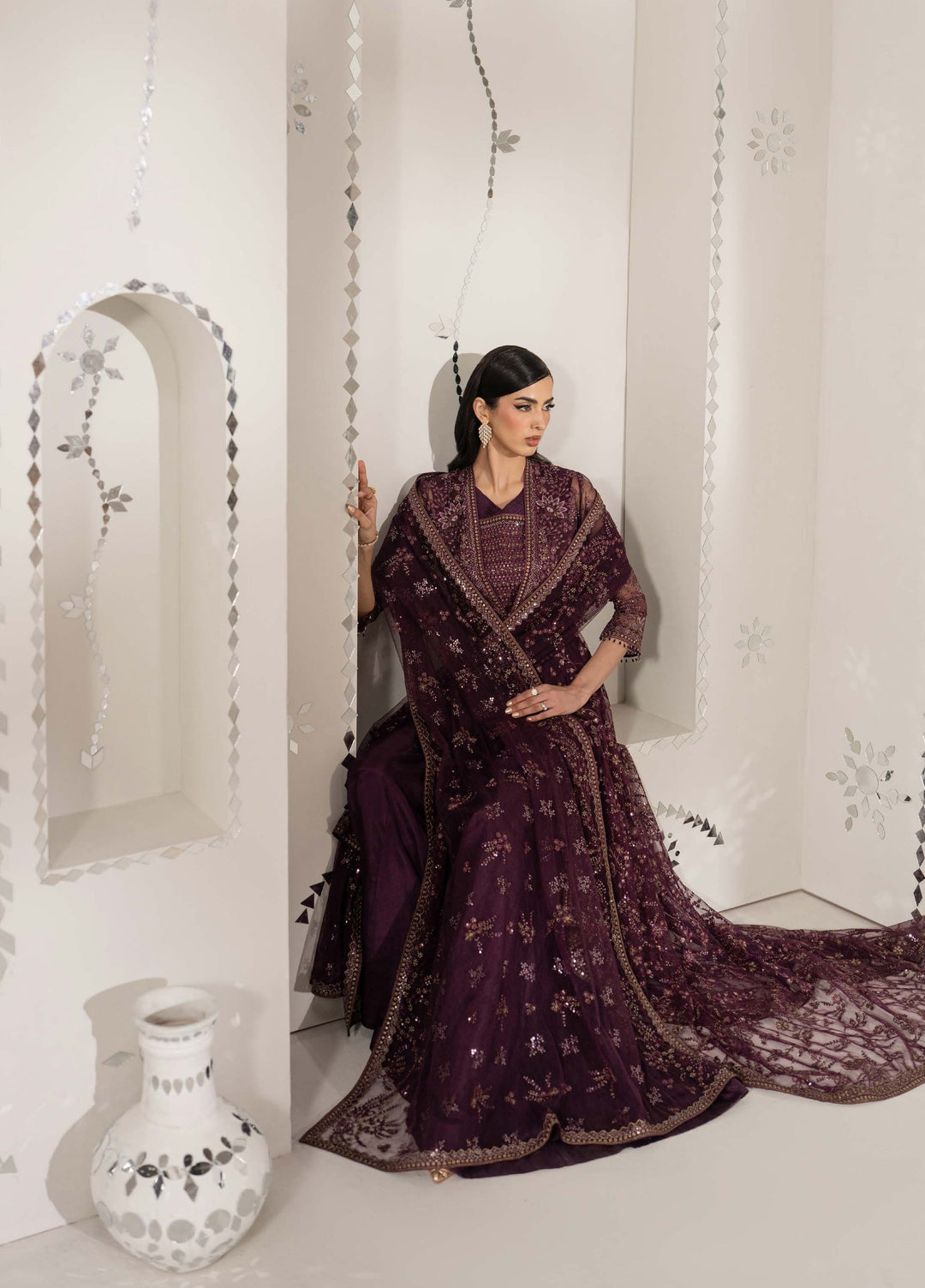 Shehnai by Lavish Premium Unstitched Embroidered Organza 3 Piece Suit LVP26USO SH-08 RAQS-E-GUL - Wedding Collection