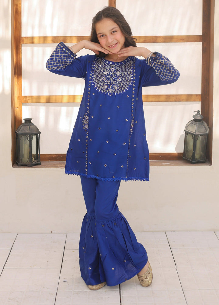 Khanak Girls RTW Embroidered Cotton 2 Piece Suit KST-141 - Casual Collection