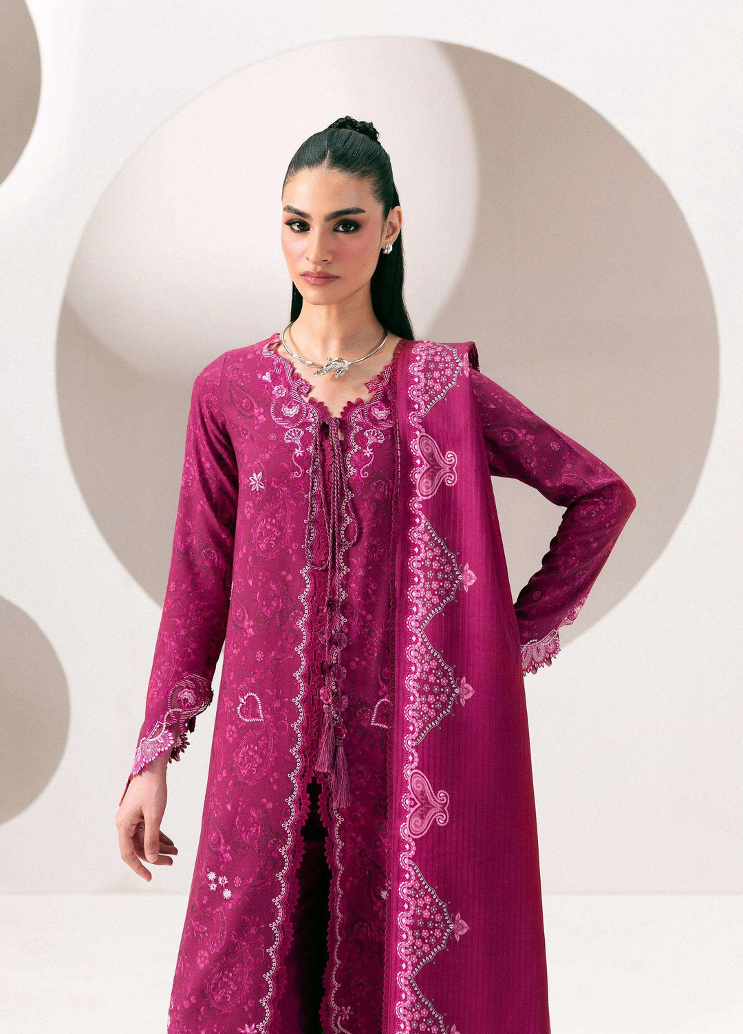 Q prints by Qalamkar Unstitched Embroidered Slub Linen 3 Piece Suit QLK26ULQ Kaira QPW-01B - Winter Collection