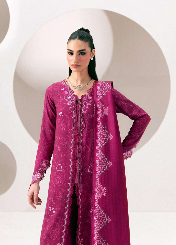Q prints by Qalamkar Unstitched Embroidered Slub Linen 3 Piece Suit QLK26ULQ Kaira QPW-01B - Winter Collection