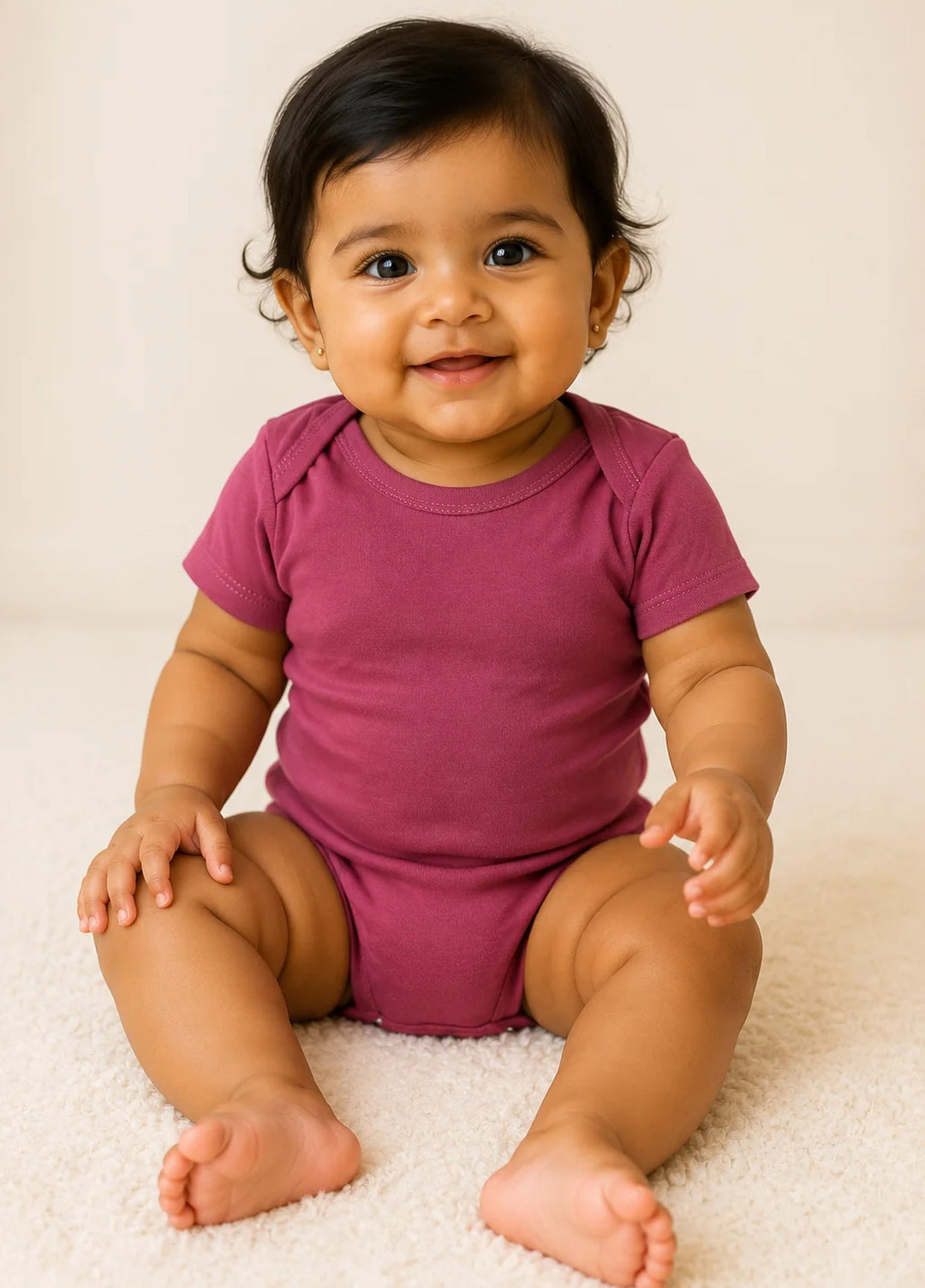 Lambkin Kids RTW Solids Cotton 1 Piece Plum - Casual Collection