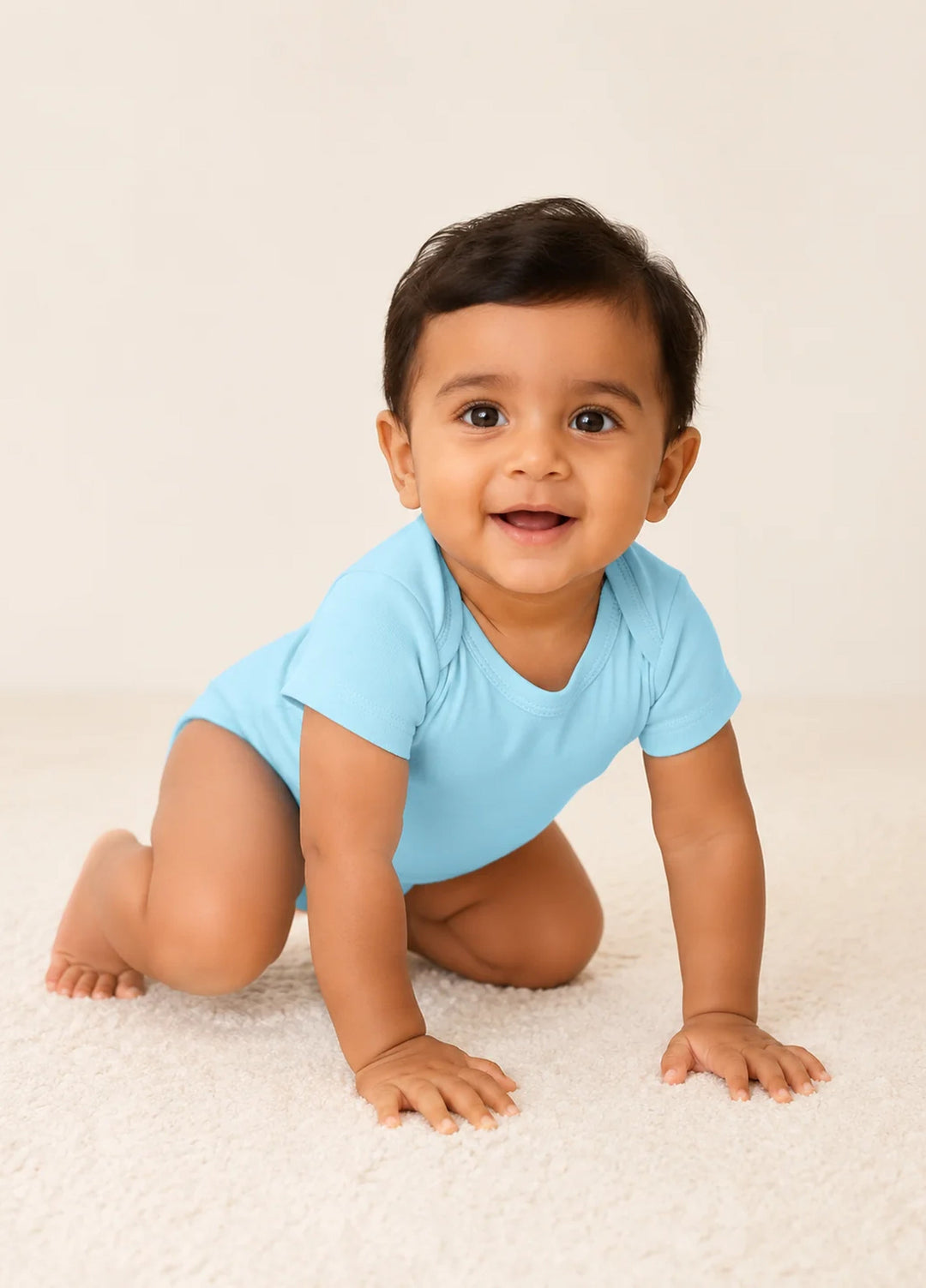 Lambkin Kids RTW Solids Cotton 1 Piece Baby Blue - Casual Collection