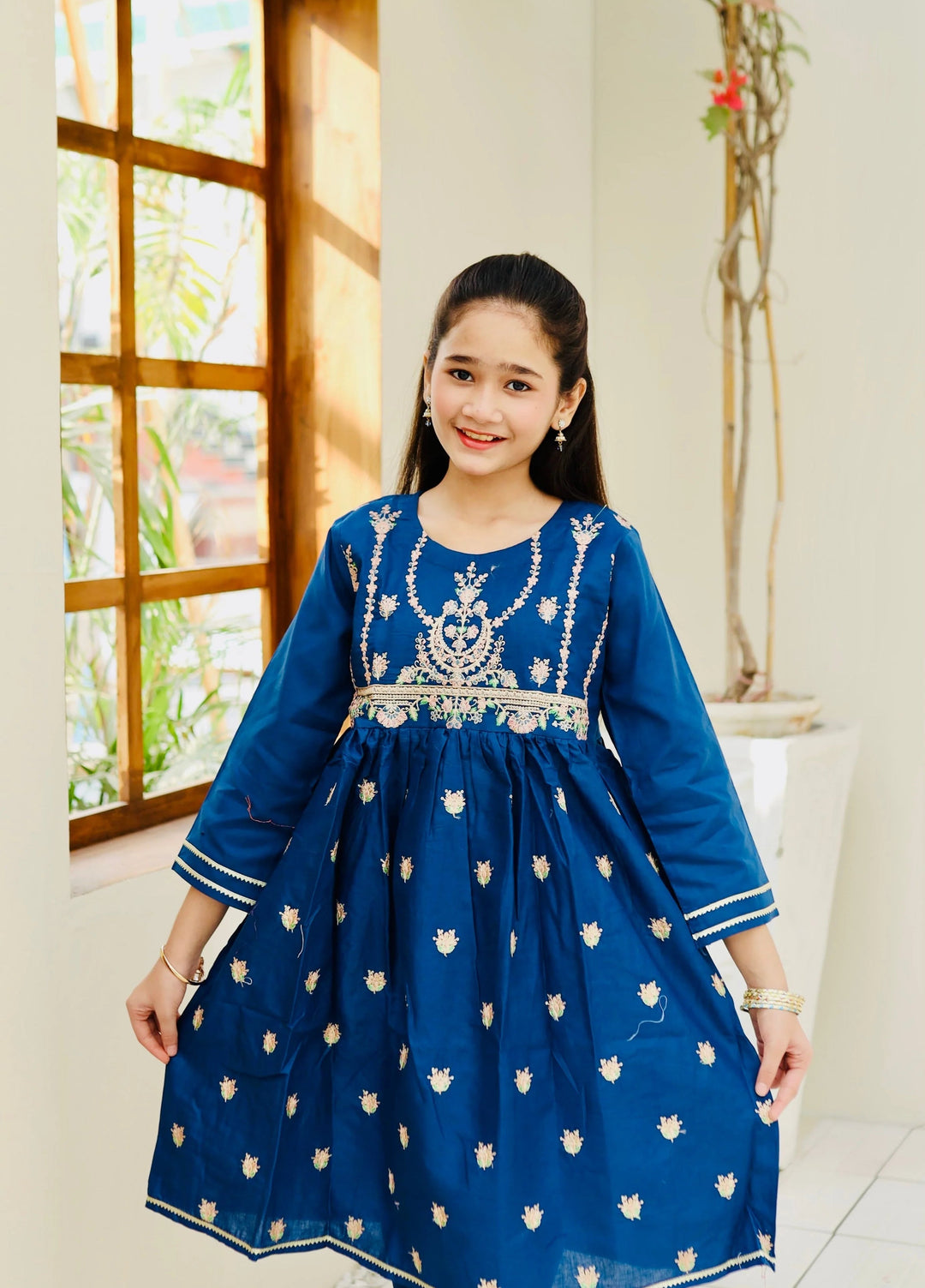Khanak Girls RTW Embroidered Cotton 2 Piece Suit KST-114 - Casual Collection