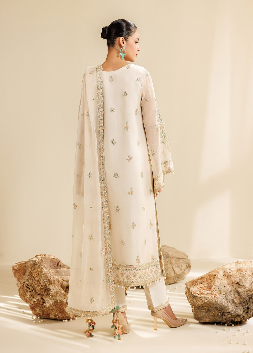 Sireine by Alizeh Fashion Unstitched Embroidered Chiffon 3 Piece Suit AF26UCS AF-CH-2289-CLOUD - Festive Collection