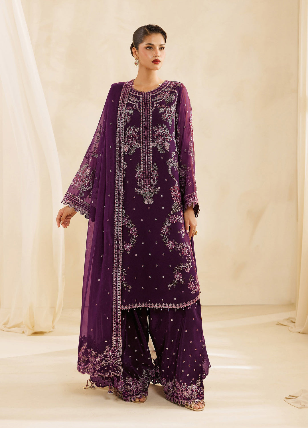 Sireine by Alizeh Fashion Unstitched Embroidered Chiffon 3 Piece Suit AF26UCS AF-CH-2299-CASCADE - Festive Collection