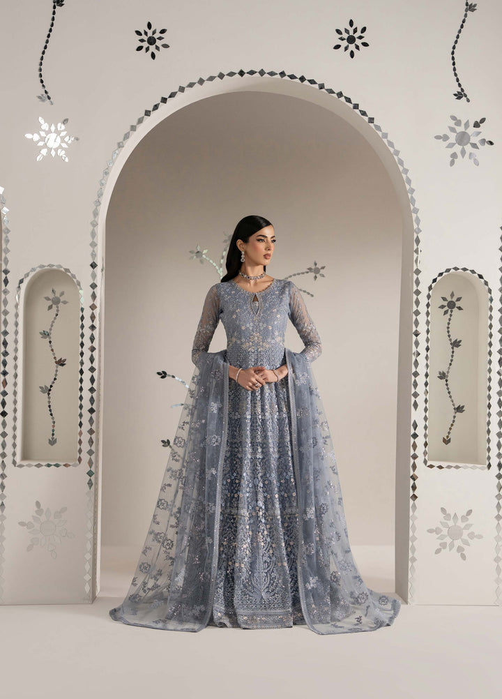 Shehnai by Lavish Premium Unstitched Embroidered Organza 3 Piece Suit LVP26USO SH-04 AAB-E-NEEL - Wedding Collection