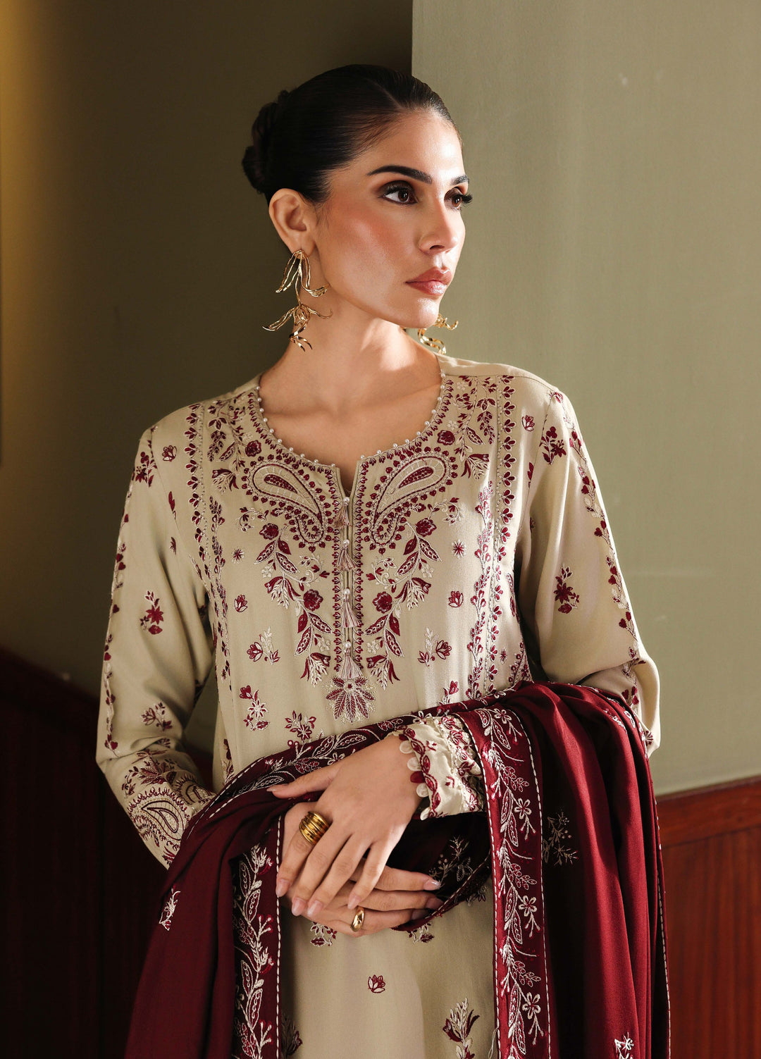 Nureh Exclusive Unstitched Embroidered Marina 3 Piece Suit NU26UEM NE-277 - Festive Collection