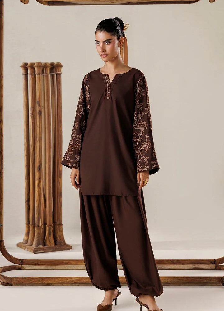 Azure Women RTW Embroidered Poly Co-Ord Sets Suit Mocha - Casual Collection