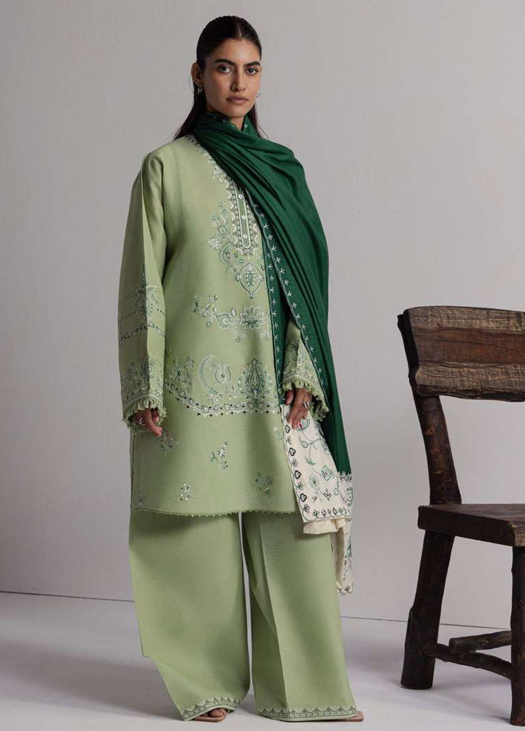 Coco by Zara Shahjahan Unstitched Khaddar 3 Piece Suit CZS26UKW NEELAM 4B - Winter Collection