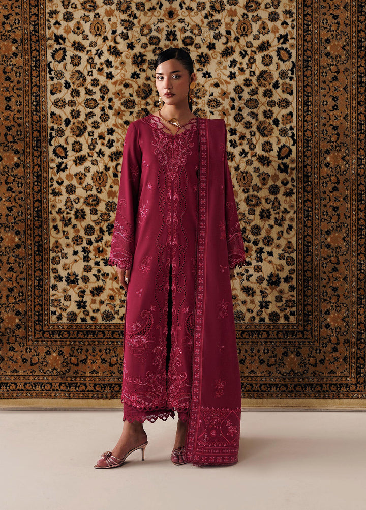 Q line by Qalamkar Unstitched Embroidered Slub Linen 3 Piece Suit QLK26UQL Aleena QLW-02 - Winter Collection