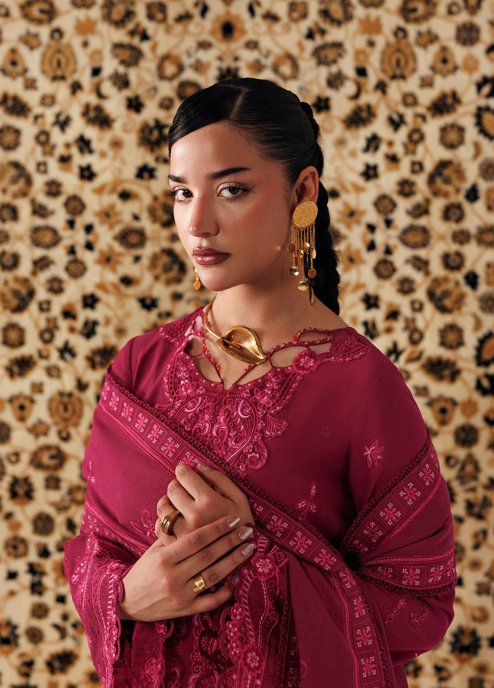 Q line by Qalamkar Unstitched Embroidered Slub Linen 3 Piece Suit QLK26UQL Aleena QLW-02 - Winter Collection