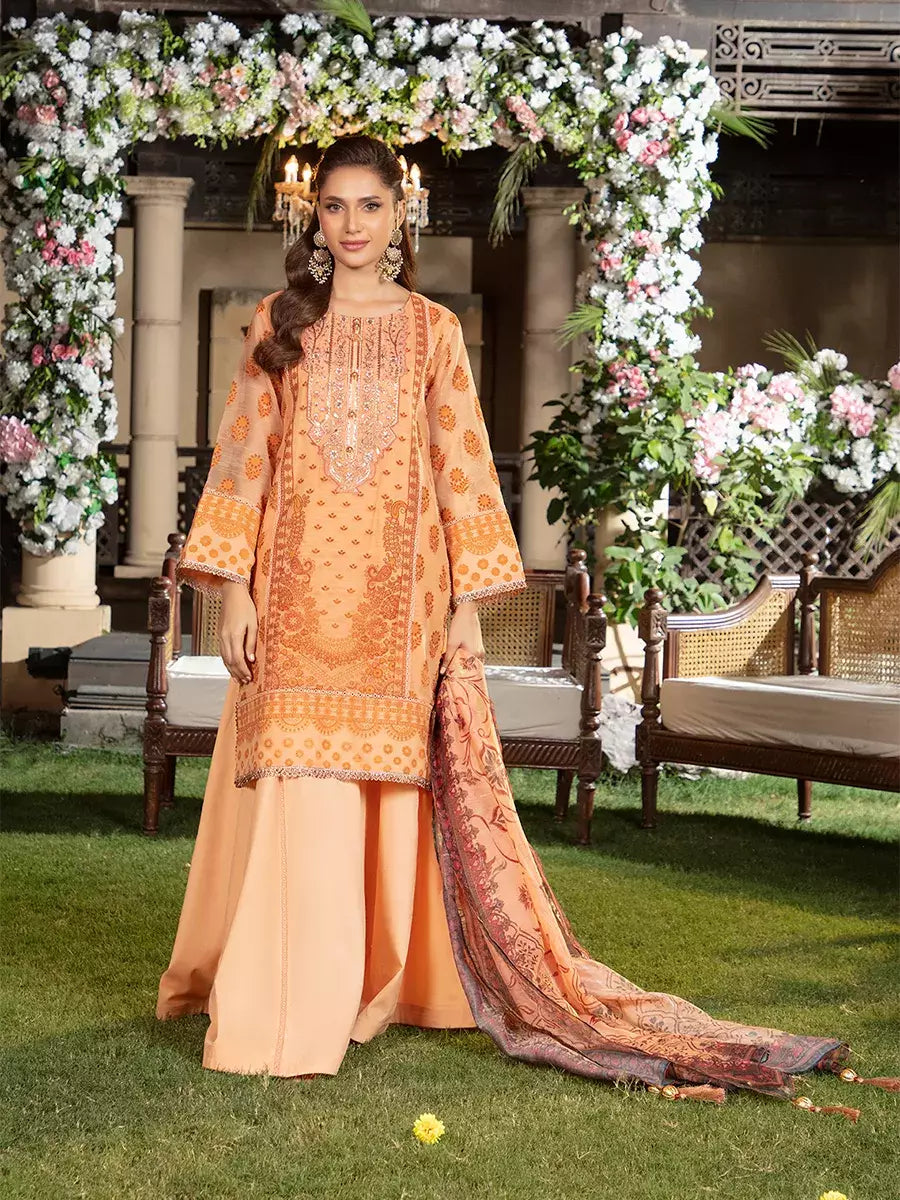 Jashn e Noor by Salitex Unstitched Embroidered 3 Piece Cotton Silk SUNW7JI085 - Summer Collection