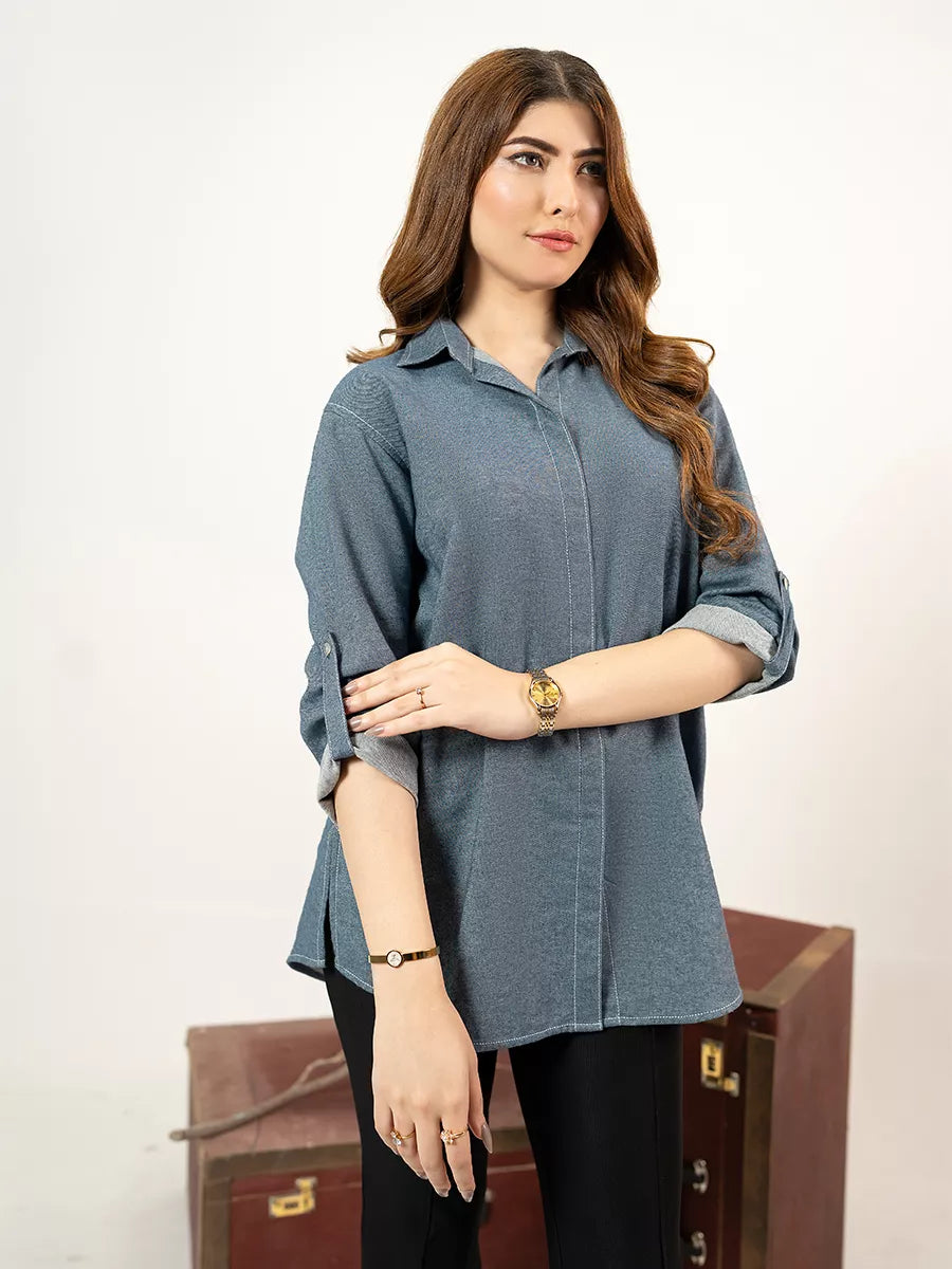 Salitex Women Solids Denim 1 Piece Shirt WP7L1PBE486-B - Winter Collection