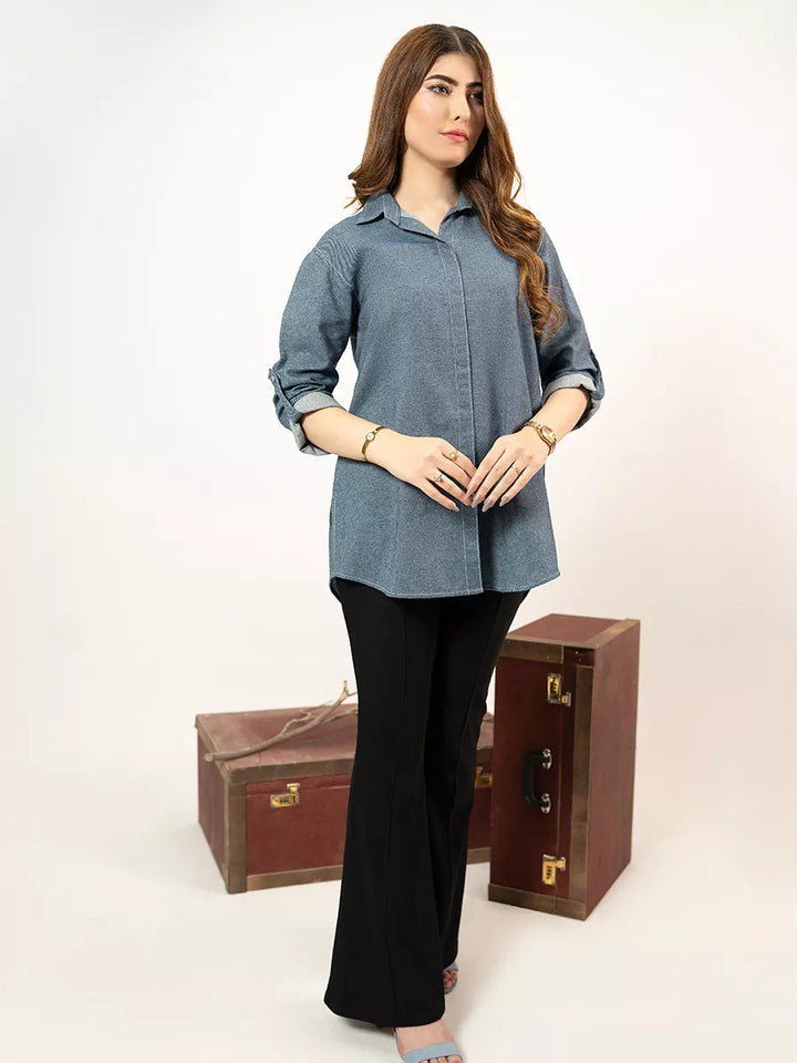Salitex Women Solids Denim 1 Piece Shirt WP7L1PBE486-B - Winter Collection