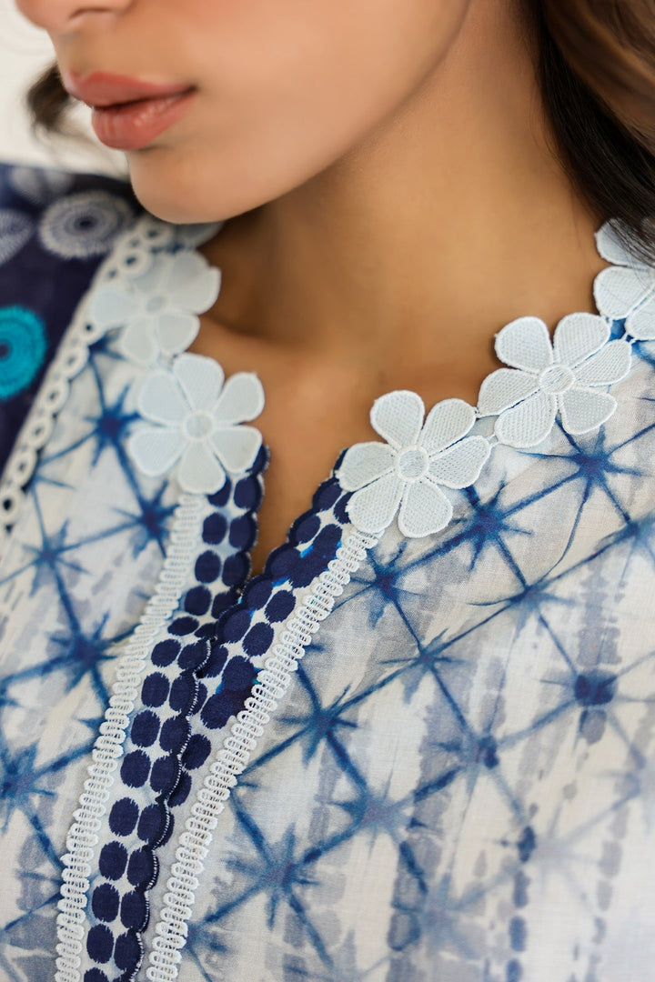 Rhea by Sahar Unstitched Lawn 3 Piece Suit Indigo Lattice - Casual Collection