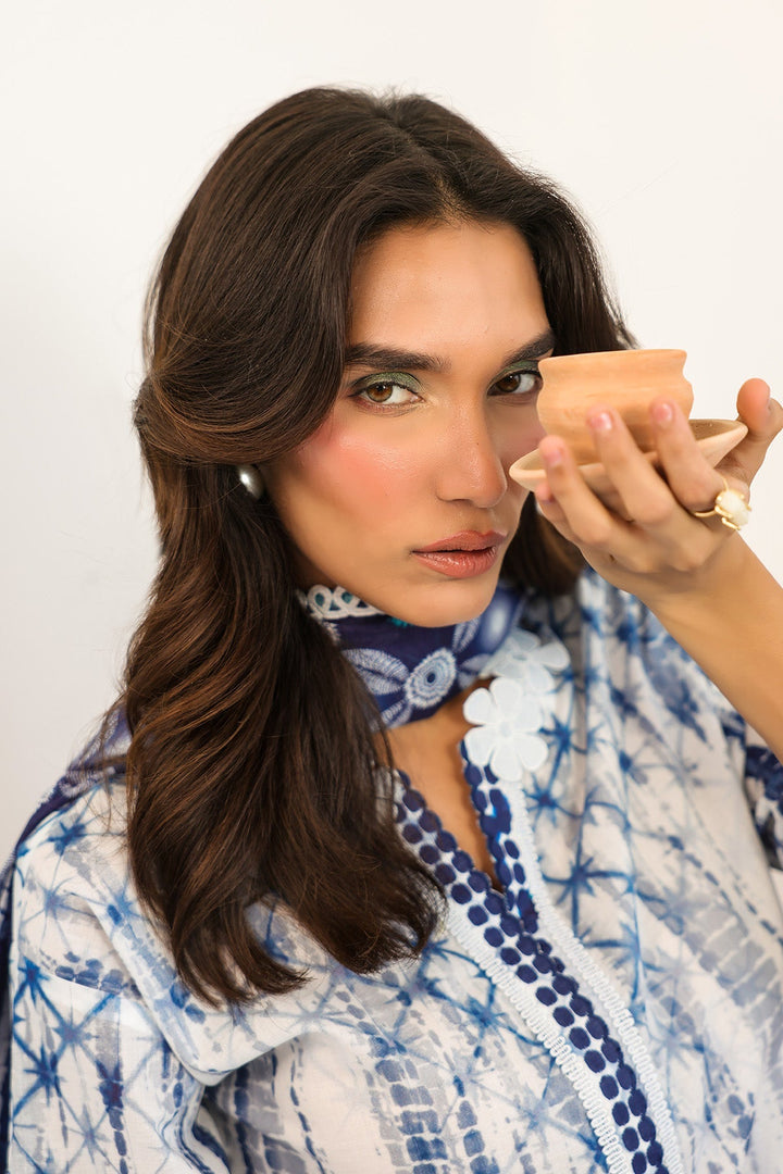 Rhea by Sahar Unstitched Lawn 3 Piece Suit Indigo Lattice - Casual Collection