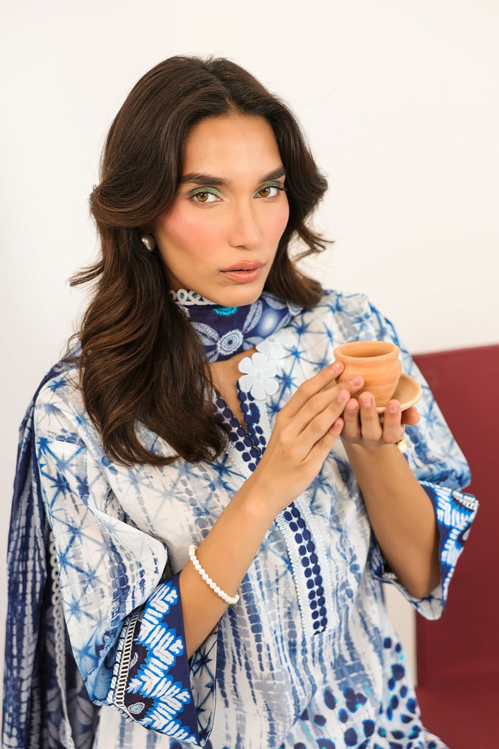 Rhea by Sahar Unstitched Lawn 3 Piece Suit Indigo Lattice - Casual Collection