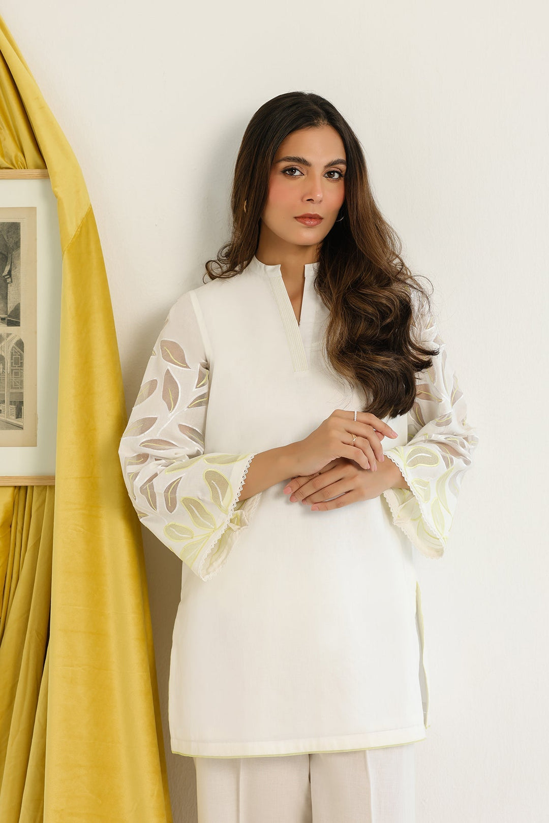 Pret Essentials by Sahar Womens RTW Embroidered Cambric 2 Piece Suit Porcelain Aura - Casual Collection