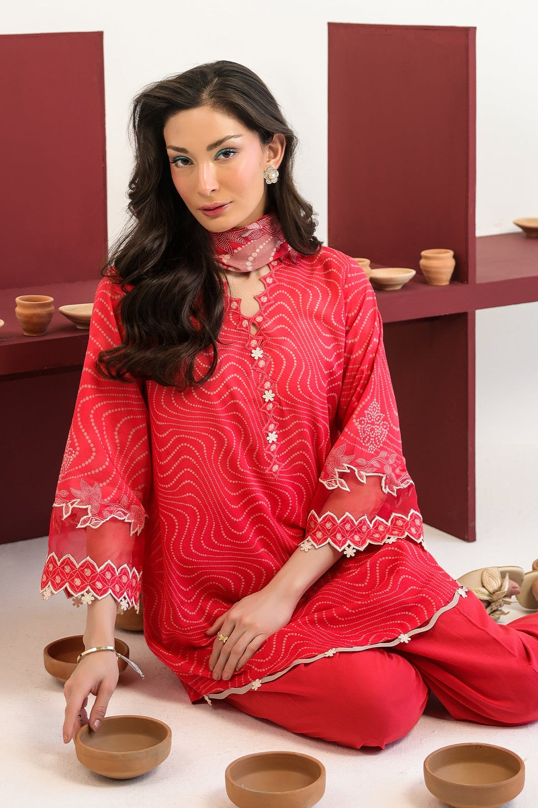 Rhea by Sahar Unstitched Lawn 3 Piece Suit Rouge Heirloom - Casual Collection