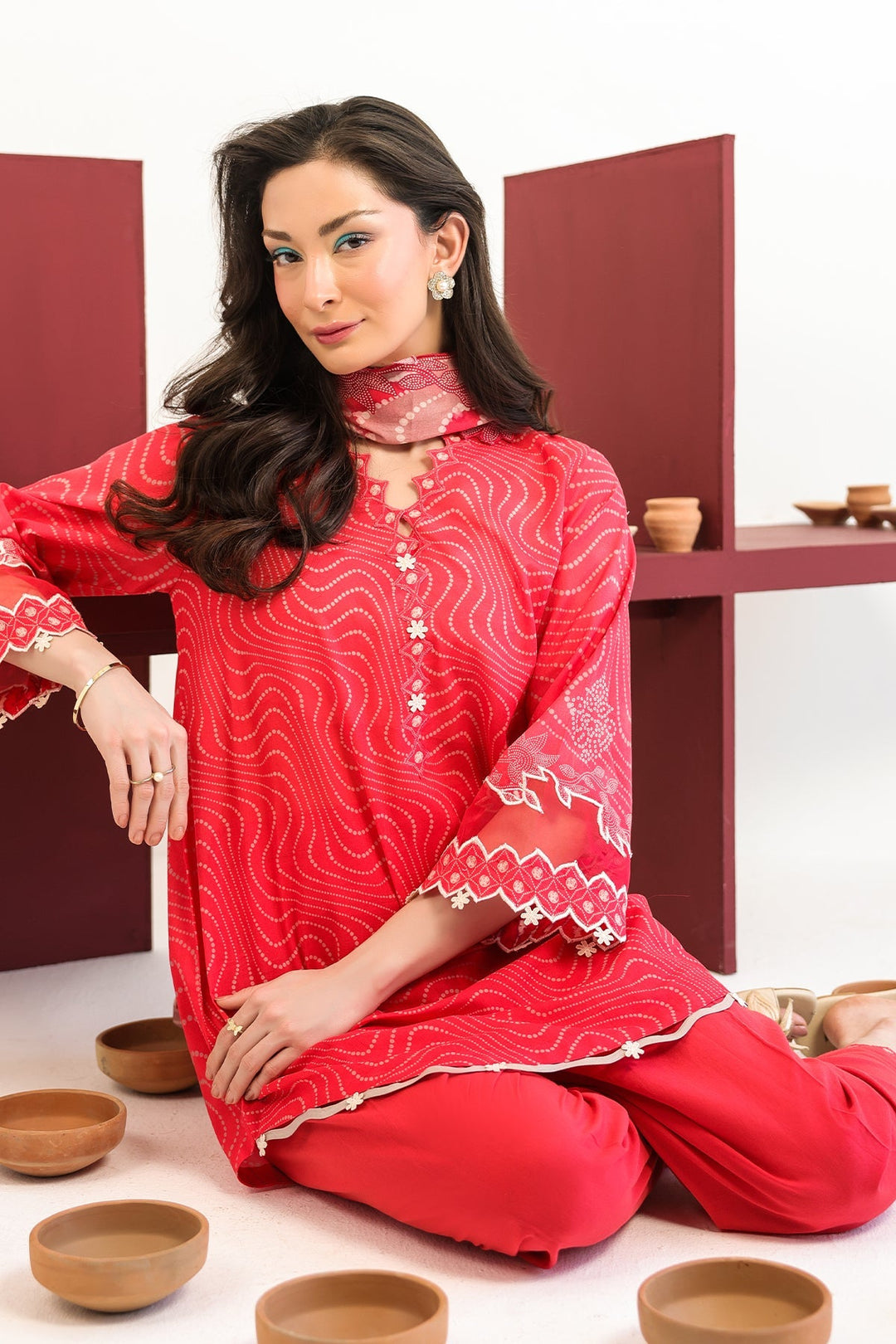Rhea by Sahar Unstitched Lawn 3 Piece Suit Rouge Heirloom - Casual Collection