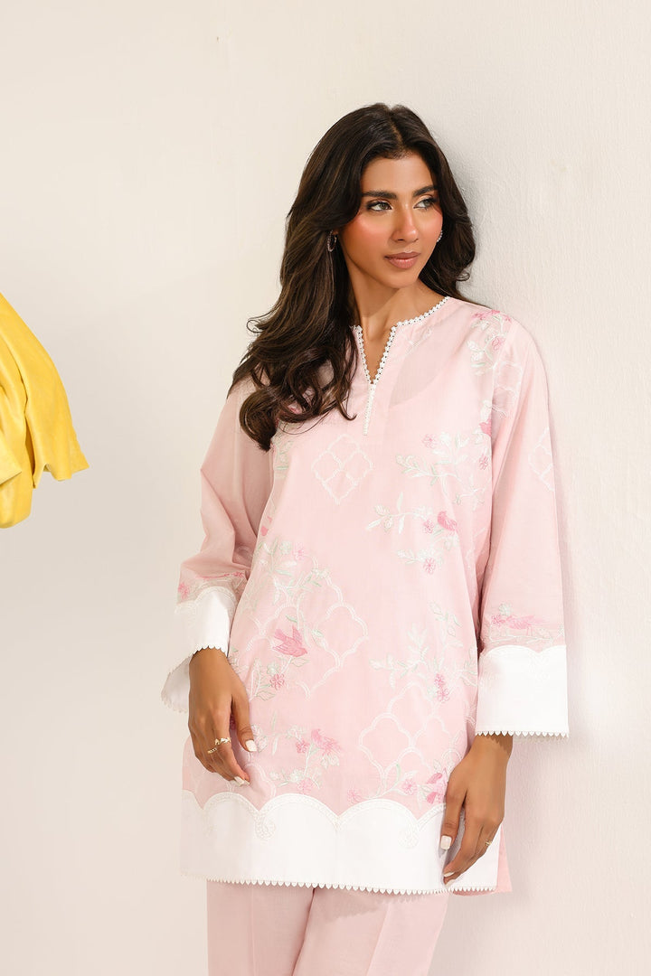 Pret Essentials by Sahar Womens RTW Embroidered Cambric 2 Piece Suit Rosé Jahan - Casual Collection