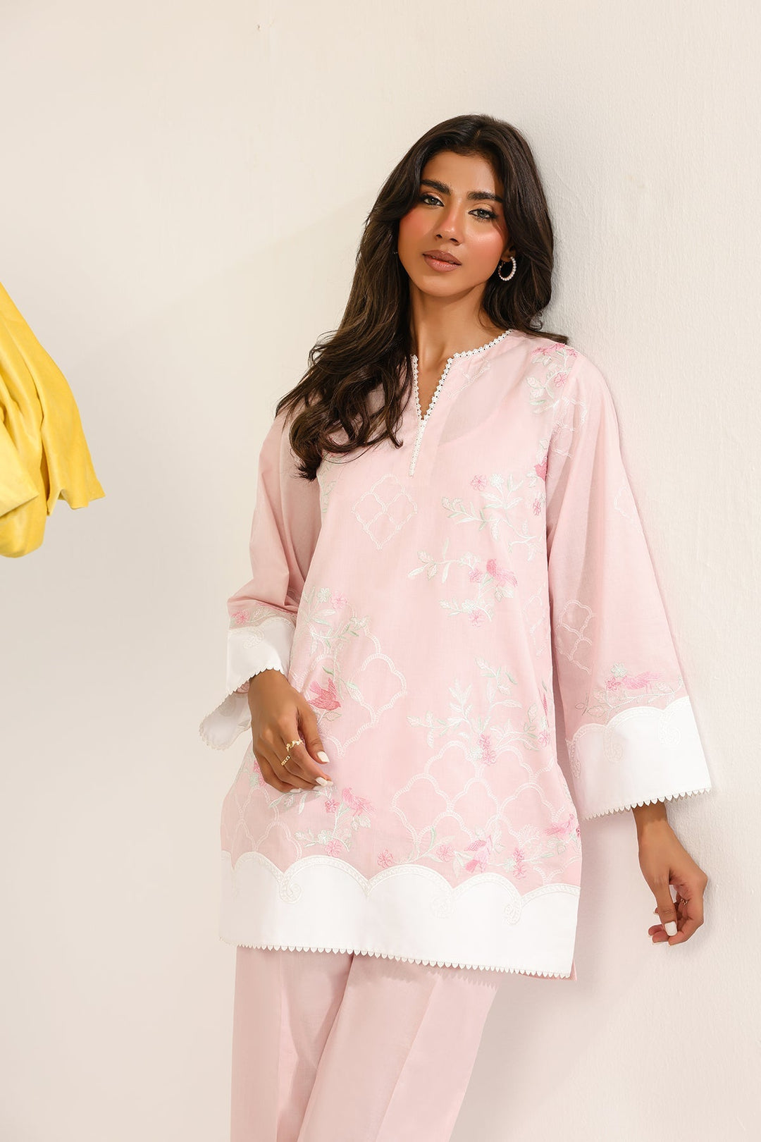 Pret Essentials by Sahar Womens RTW Embroidered Cambric 2 Piece Suit Rosé Jahan - Casual Collection