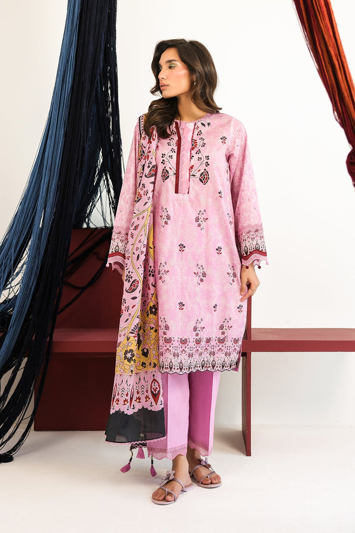 Rhea by Sahar Unstitched Lawn 3 Piece Suit Mauve Tapestry - Casual Collection
