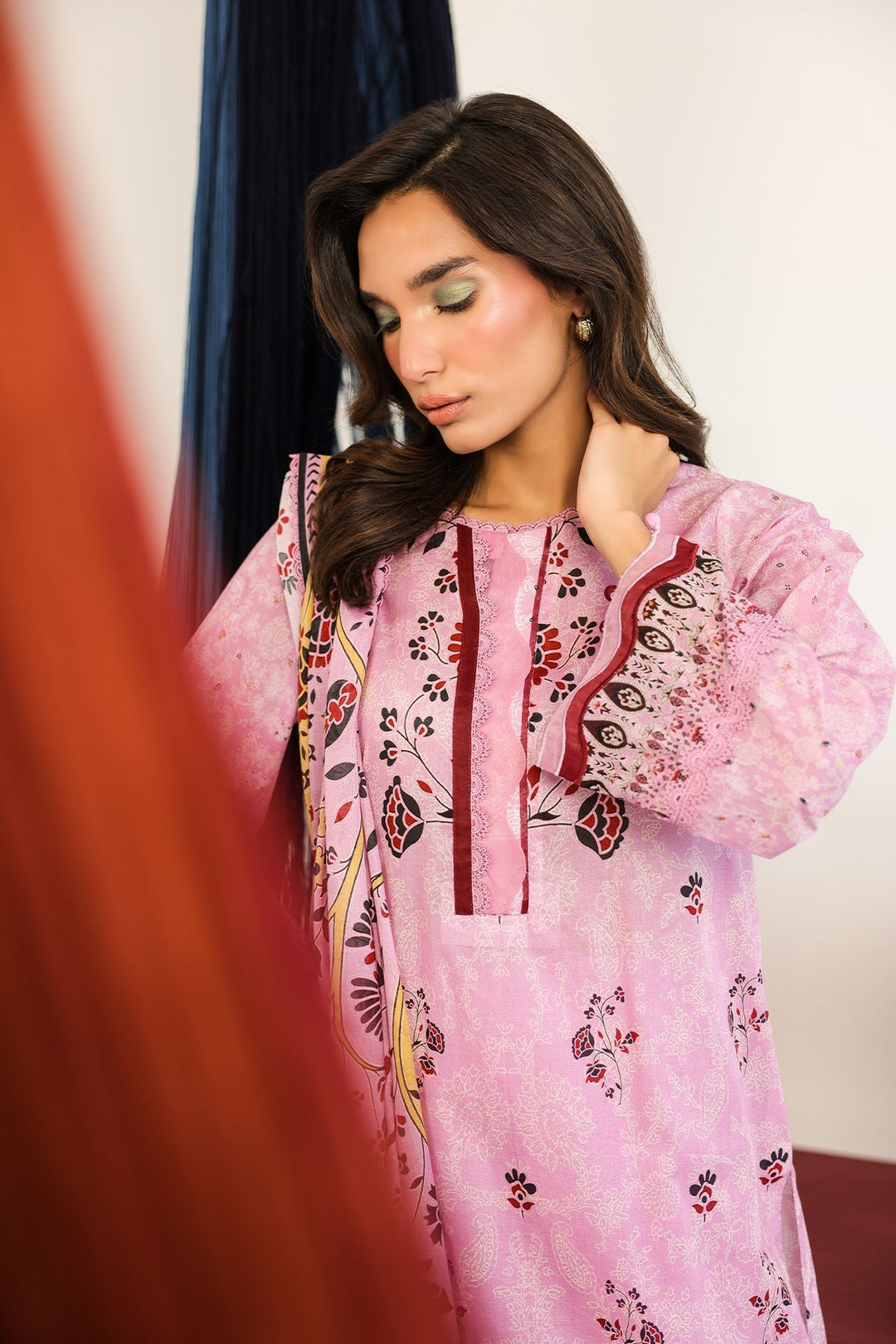 Rhea by Sahar Unstitched Lawn 3 Piece Suit Mauve Tapestry - Casual Collection