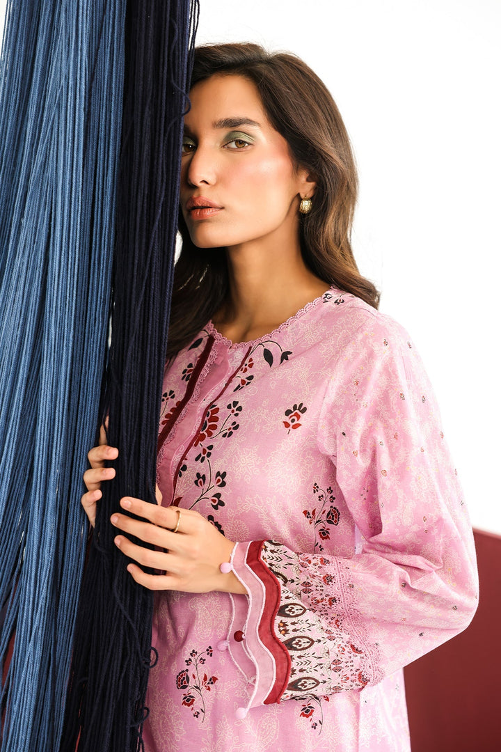 Rhea by Sahar Unstitched Lawn 3 Piece Suit Mauve Tapestry - Casual Collection