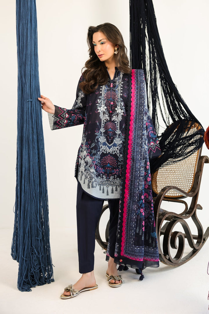 Rhea by Sahar Unstitched Lawn 3 Piece Suit Midnight Fable - Casual Collection