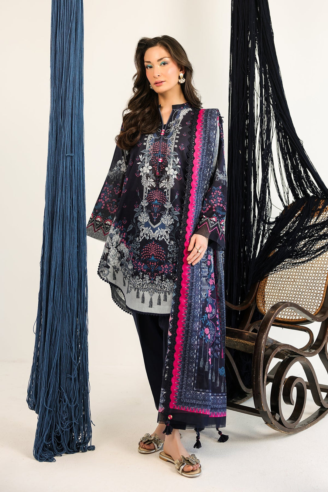 Rhea by Sahar Unstitched Lawn 3 Piece Suit Midnight Fable - Casual Collection