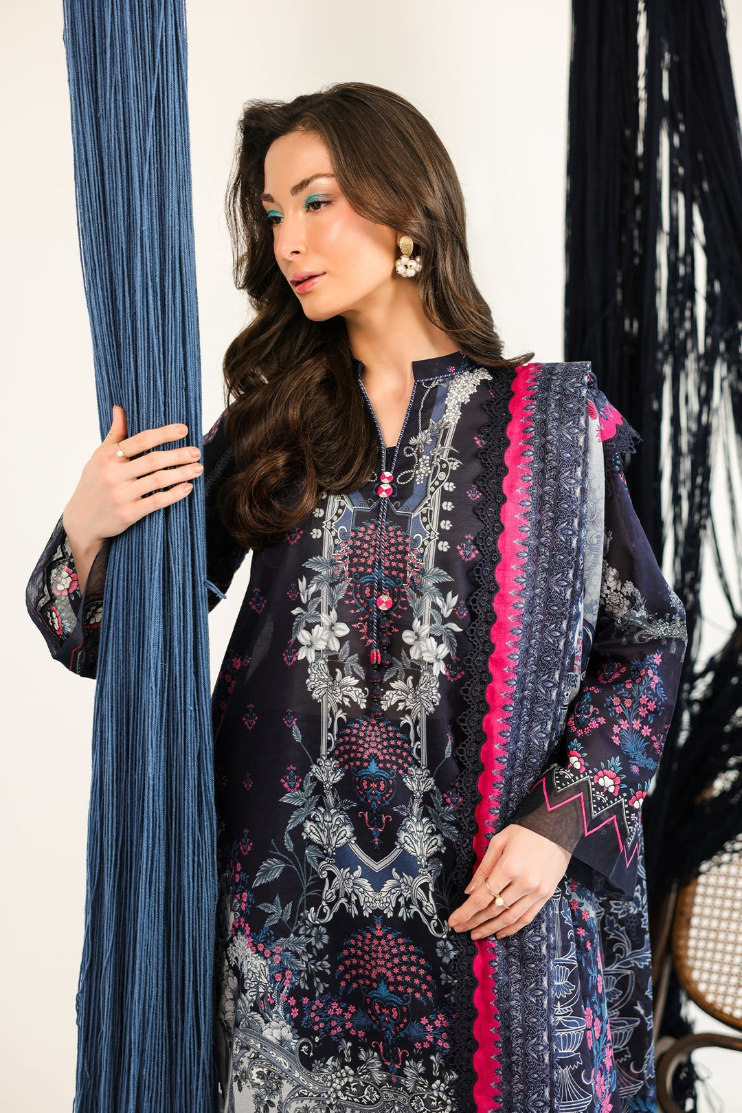 Rhea by Sahar Unstitched Lawn 3 Piece Suit Midnight Fable - Casual Collection