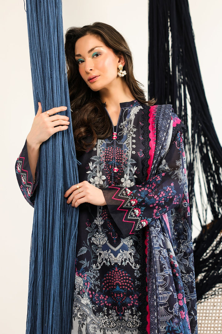 Rhea by Sahar Unstitched Lawn 3 Piece Suit Midnight Fable - Casual Collection