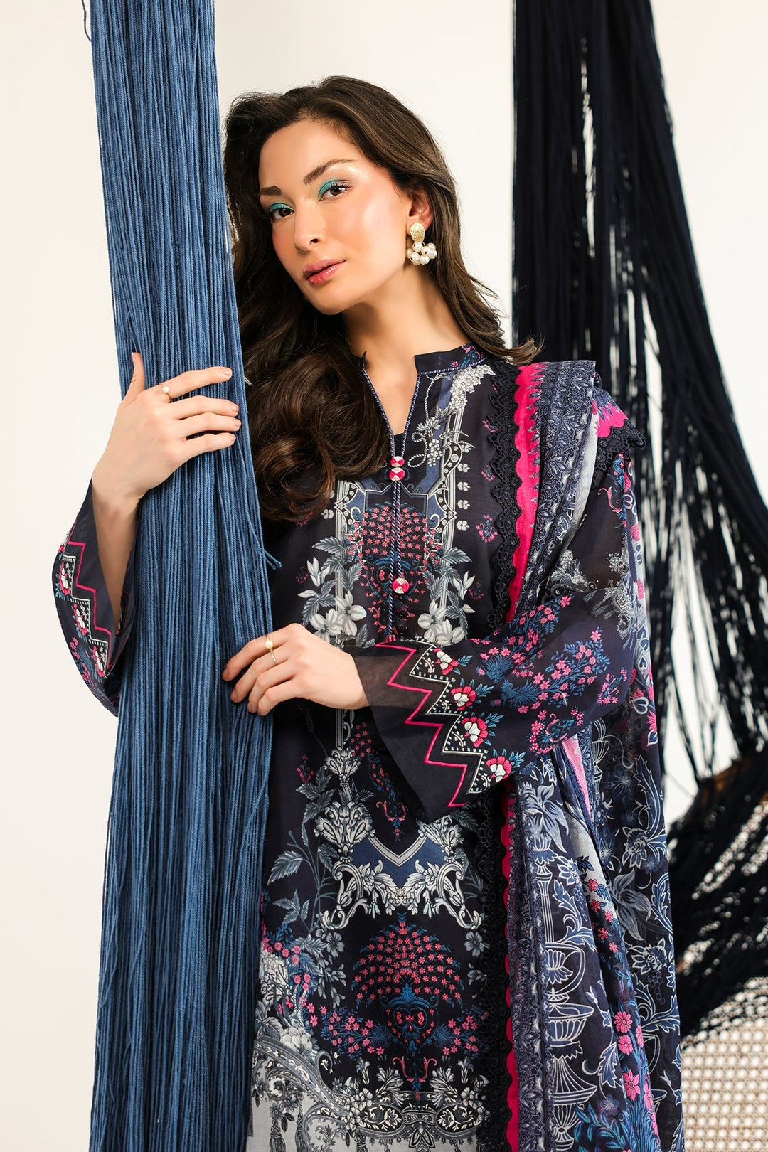 Rhea by Sahar Unstitched Lawn 3 Piece Suit Midnight Fable - Casual Collection