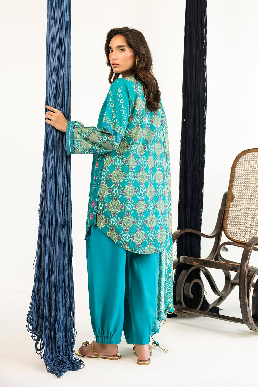 Rhea by Sahar Unstitched Lawn 3 Piece Suit Teal Mirage - Casual Collection