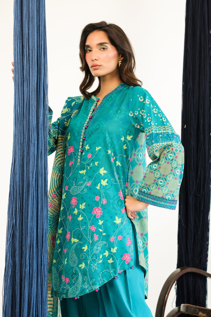 Rhea by Sahar Unstitched Lawn 3 Piece Suit Teal Mirage - Casual Collection