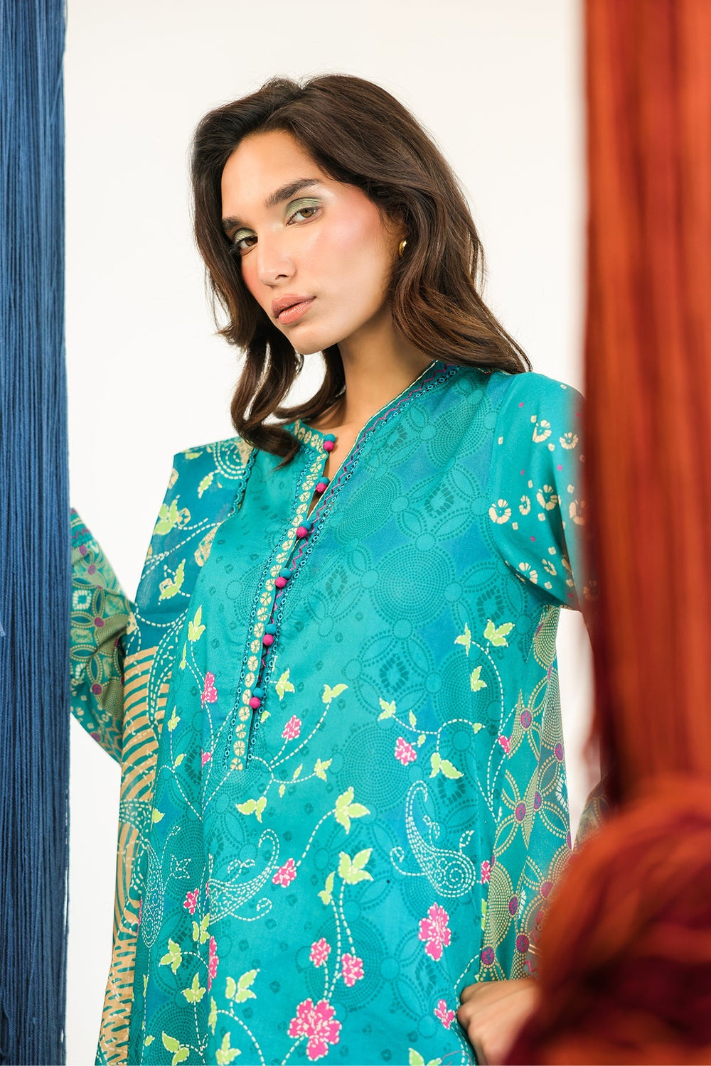 Rhea by Sahar Unstitched Lawn 3 Piece Suit Teal Mirage - Casual Collection