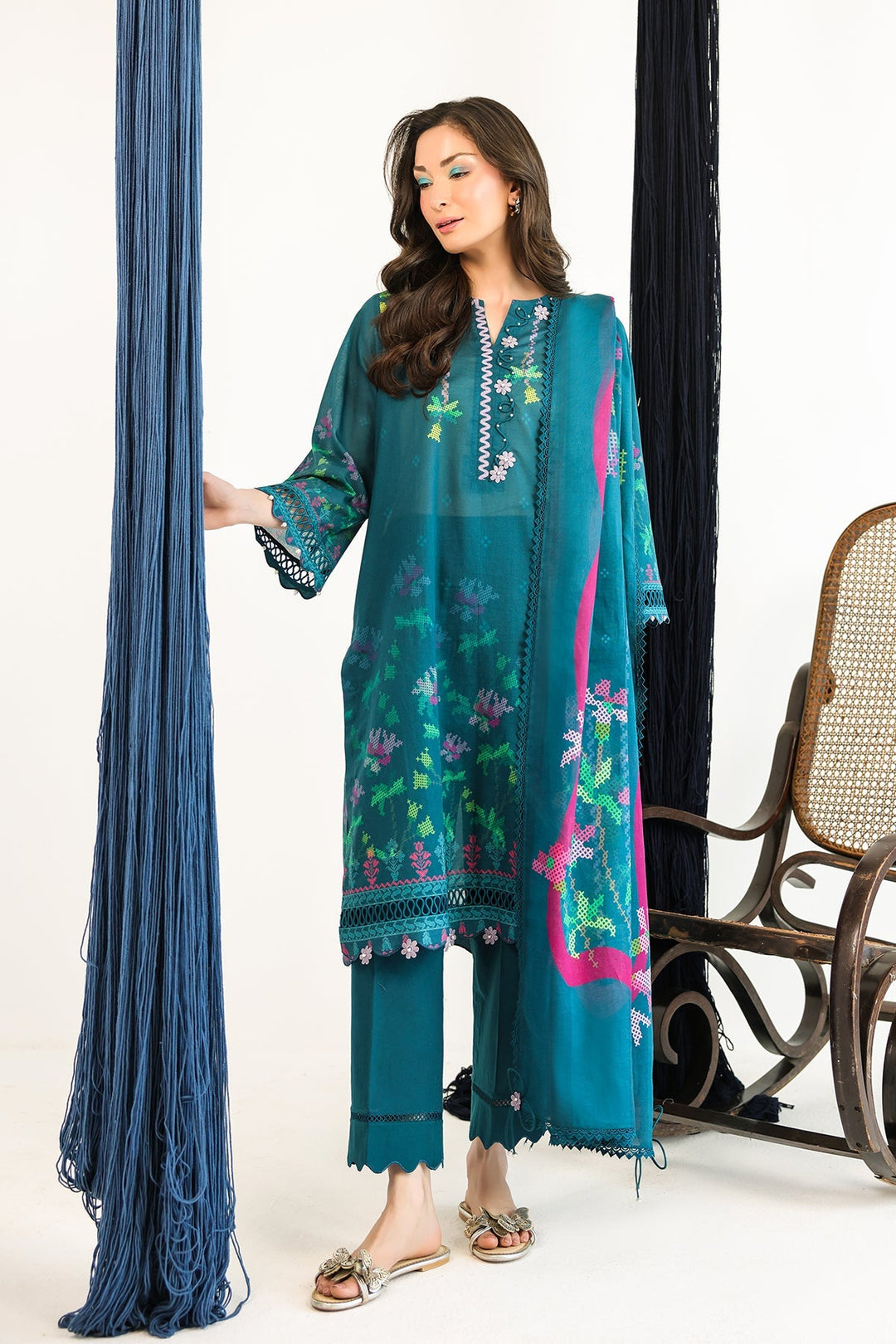 Rhea by Sahar Unstitched Lawn 3 Piece Suit Verdant Muse - Casual Collection