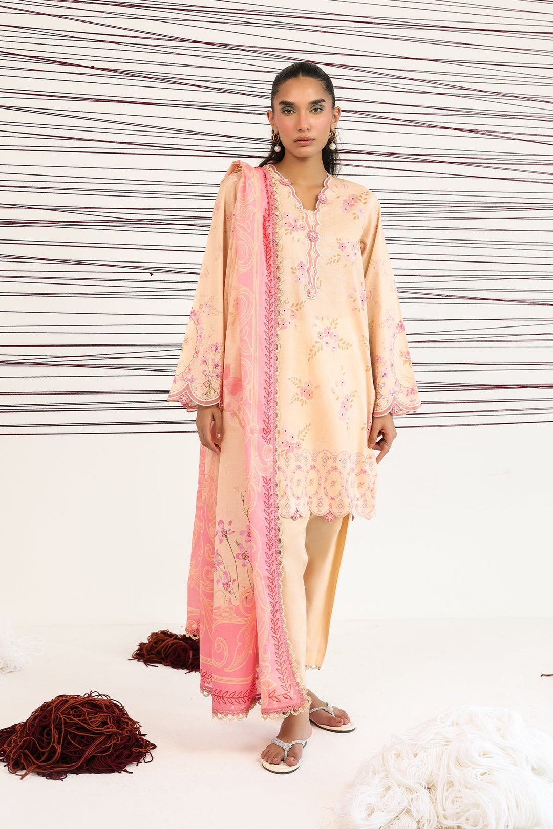 Rhea by Sahar Unstitched Lawn 3 Piece Suit Sandstone Bloom - Casual Collection