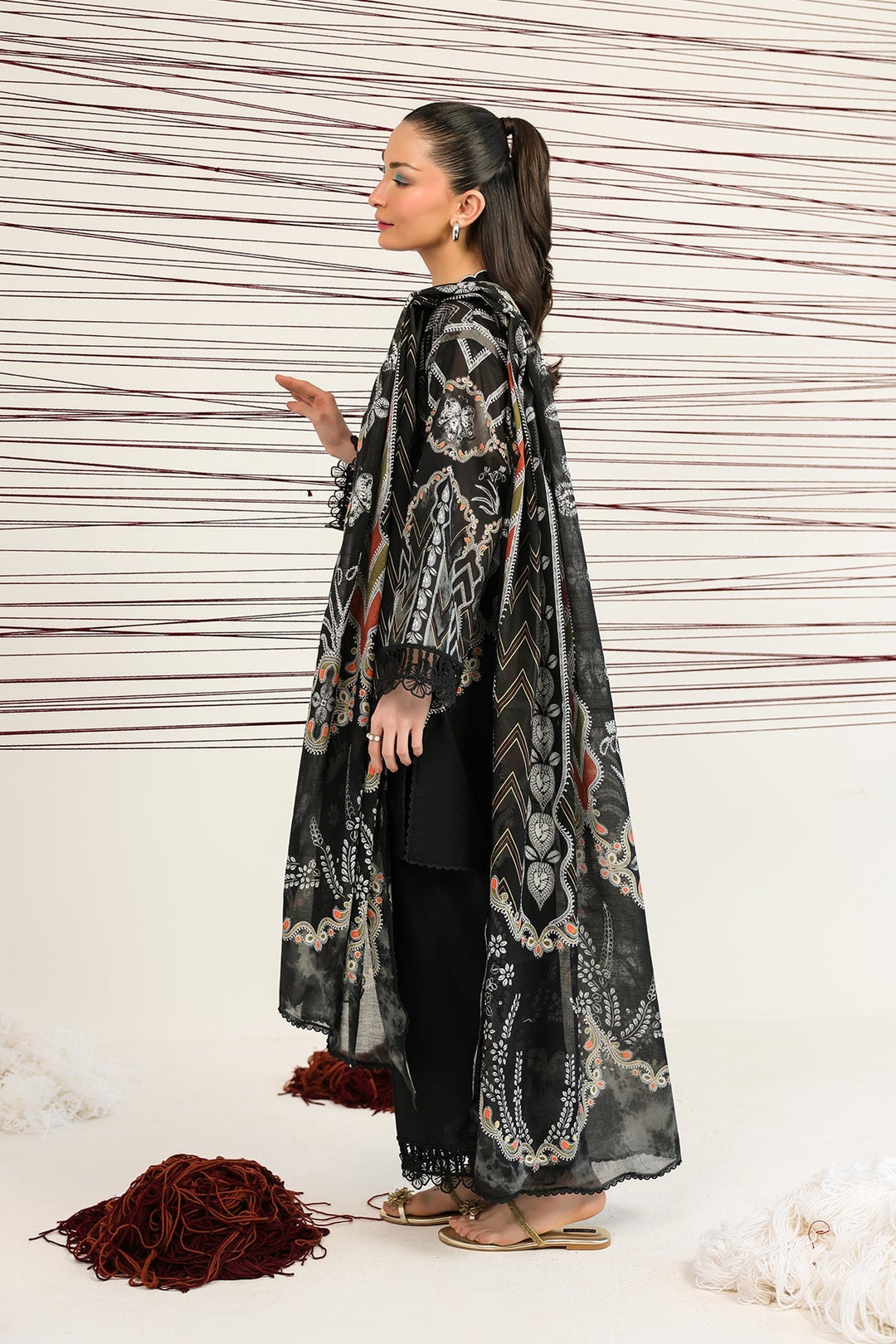 Rhea by Sahar Unstitched Lawn 3 Piece Suit Noir Heritage - Casual Collection