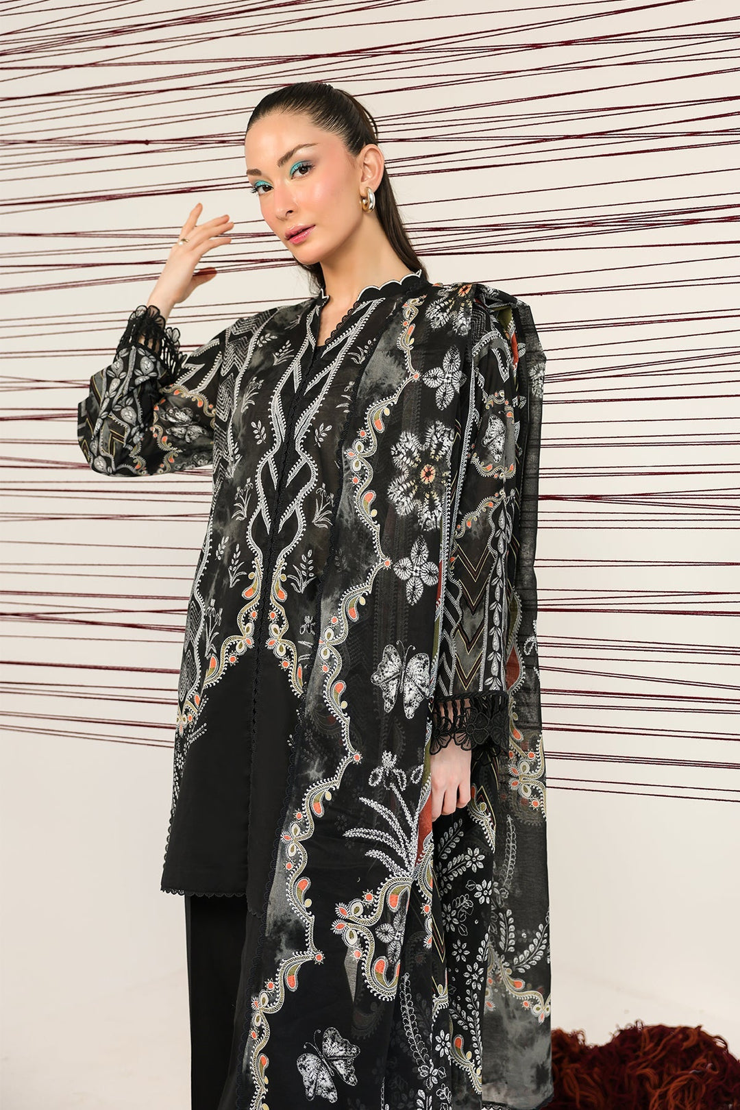 Rhea by Sahar Unstitched Lawn 3 Piece Suit Noir Heritage - Casual Collection