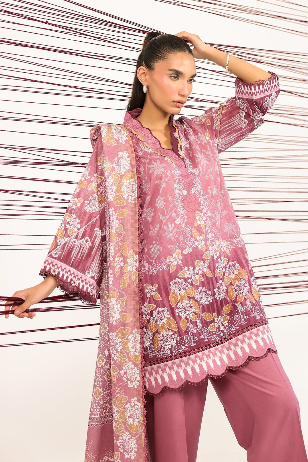 Rhea by Sahar Unstitched Lawn 3 Piece Suit Rose Filigree - Casual Collection